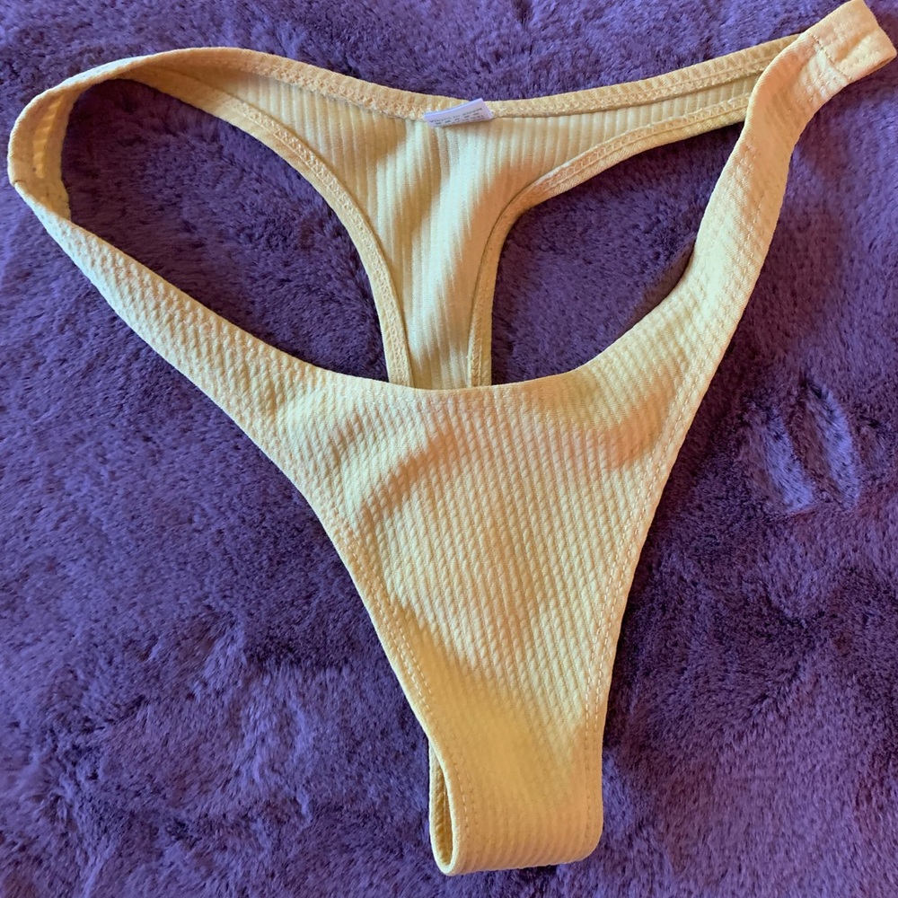 Size Small Ribbed Yellow Micro Swim Set - Picture 8 of 13